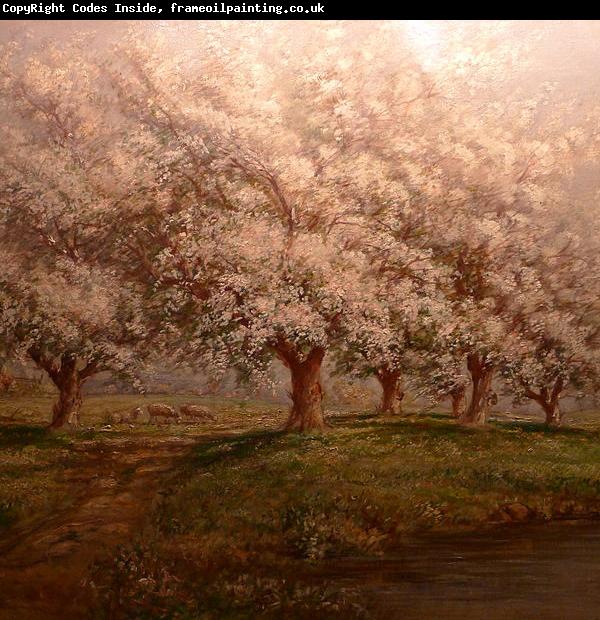 Verner Moore White Typical Verner Moore White oil painting on canvas of apple blossoms